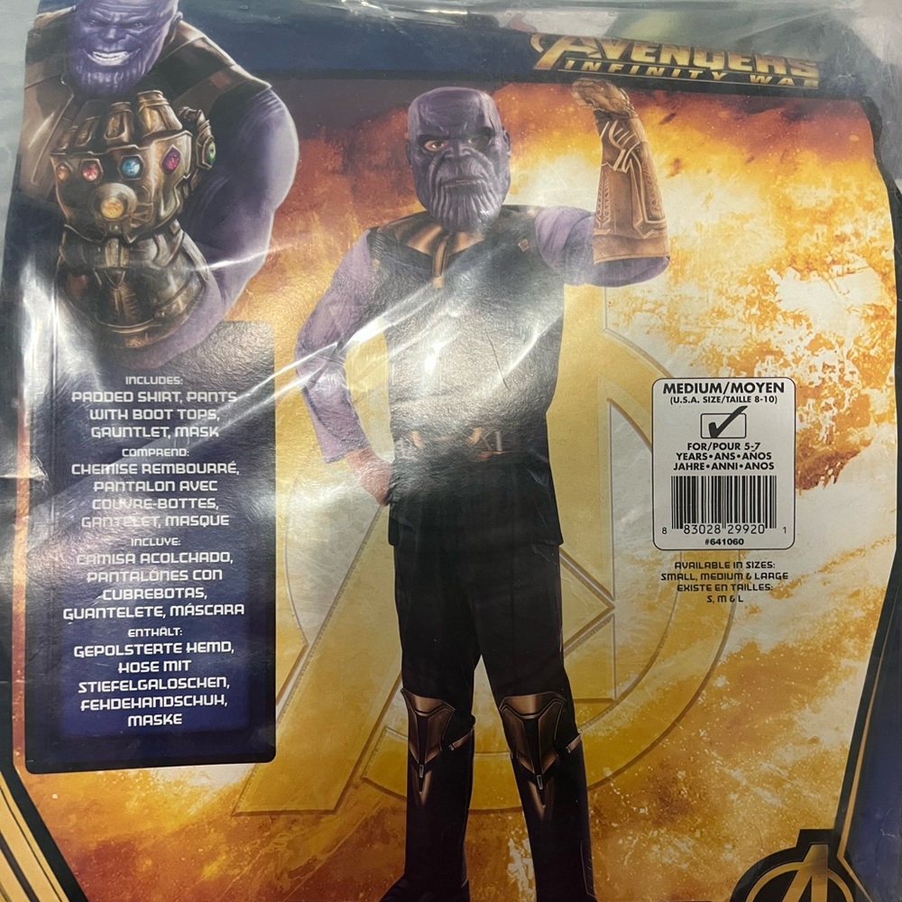 Thanos Marvel Gold purple Costume with Mask for kids